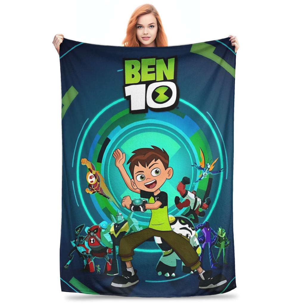 Ben 10 Obcy Ben Tennyson Omnitrix Gra Koc Miękki Ciepły Koc Kładziony Flanelowy Dekoracja na Lato Klimatyzację Pościel