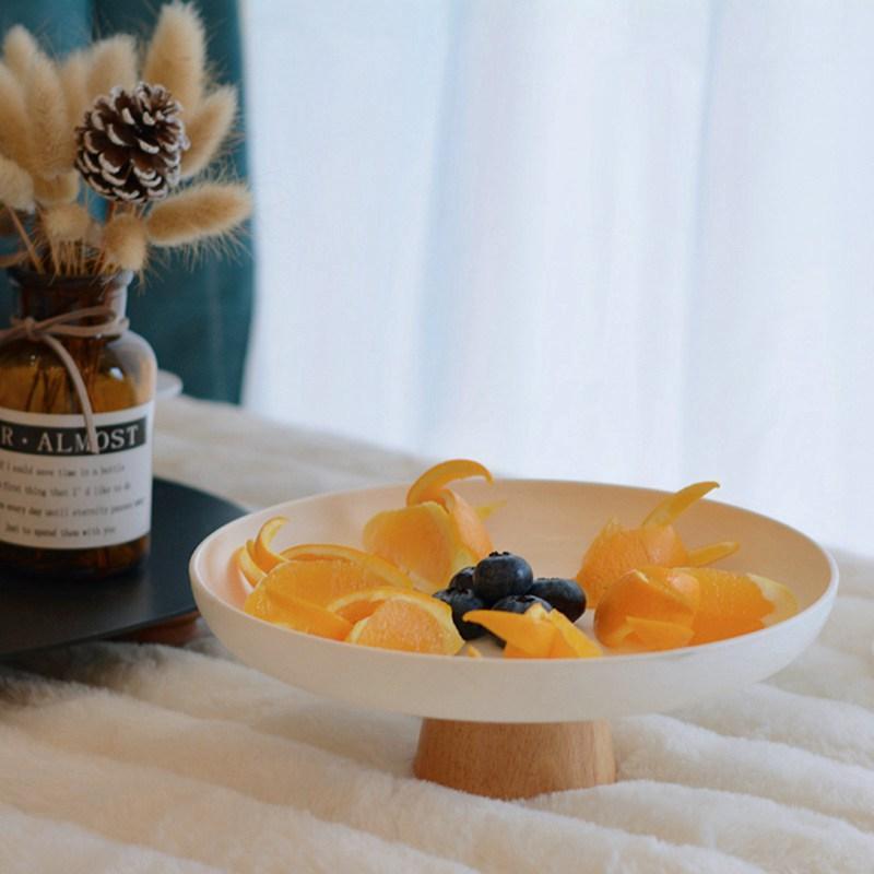 Simple Round Solid Wood Base Tray Living Room Fruit And Vegetable Storage Tray Desktop Small Object Storage Tray