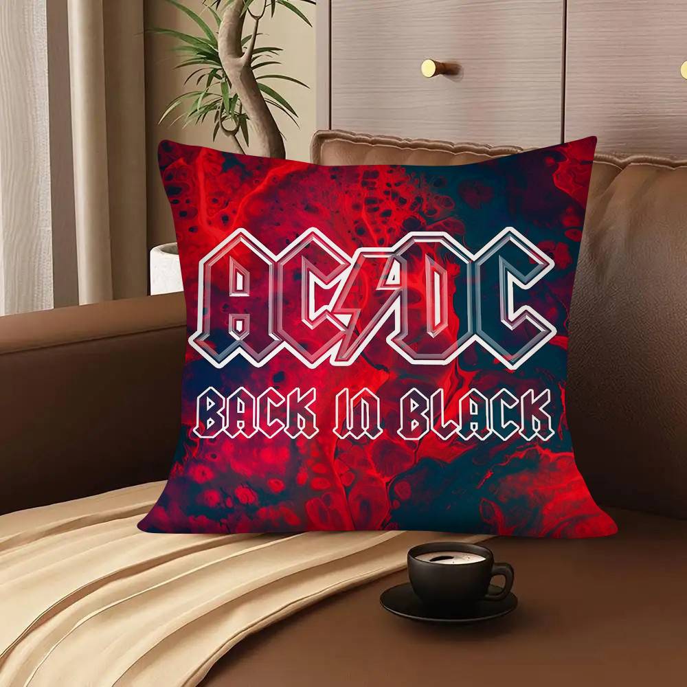 AC DC Vintage Heavy Metal Music Pillow Case Square Pillow Bedroom Sofa Leisure Comfort Cushion Car Living Room Home Decoration