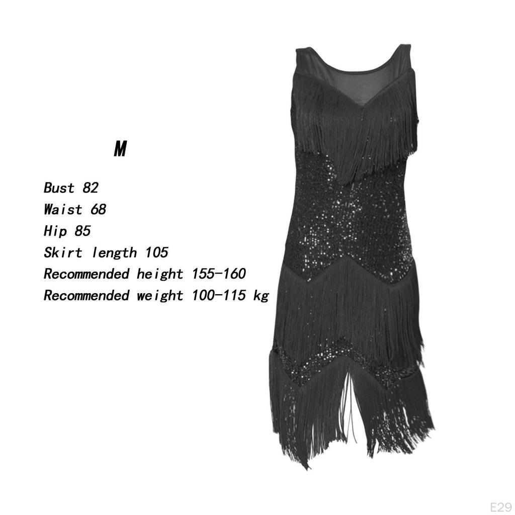 Elegantes Latein-Tanzkleid mit schimmernden Pailletten und Fransenrock