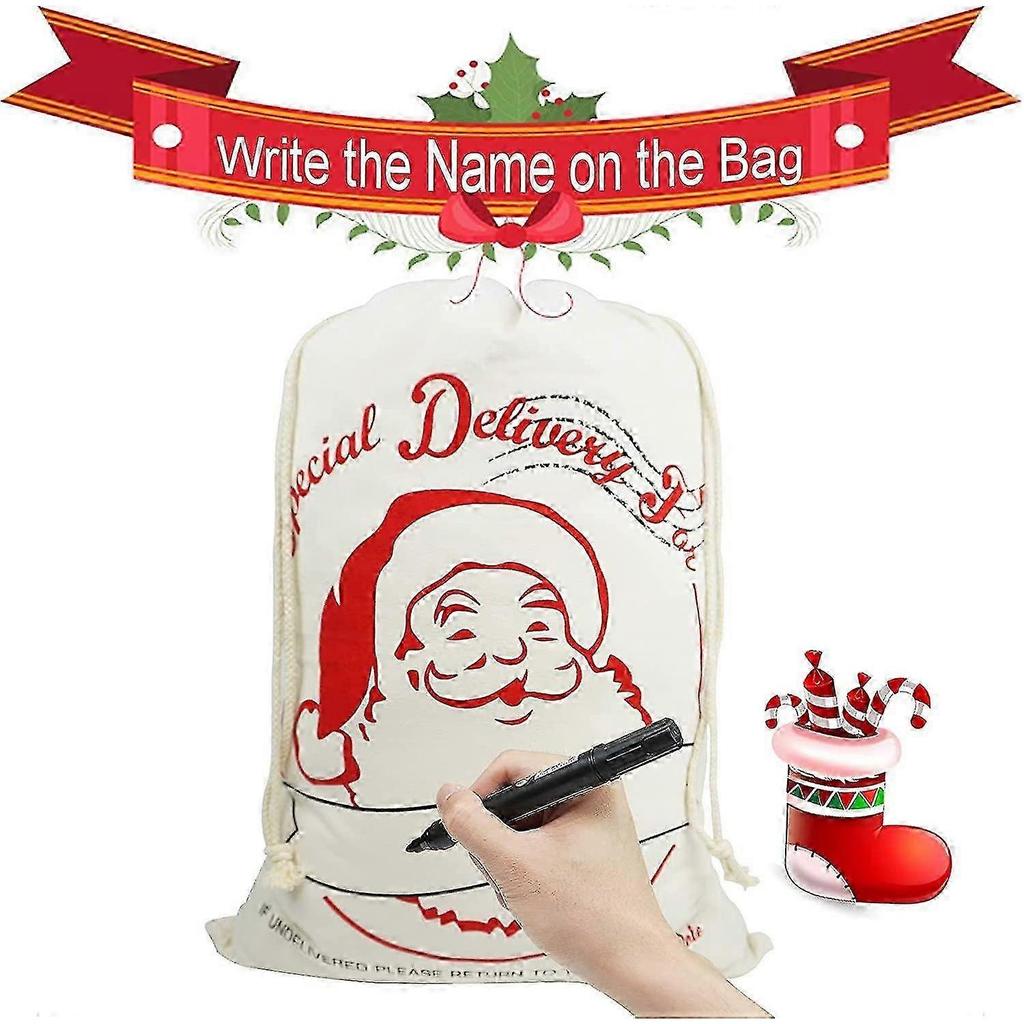 Canvas Christmas Organizer Gift Bag Drawstring Drawstring 2 Pieces(Yu-1) 25-26