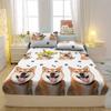 1 Cartoon Fun Animal Printed Matte Fitted Sheet, Bedroom Printed Bed Cover, Bedding (Excluding Pillowcases)