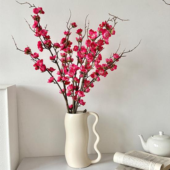Artificial Cherry Blossom Branches 34.6 Inch Faux Plum Blossom Realistic Flower Arrangement for DIY Home Wedding Party Decor