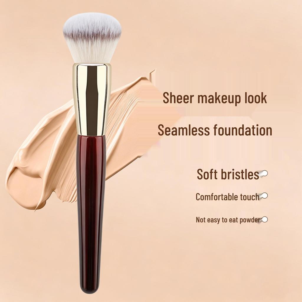 Wine Red Round Head Foundation Makeup Brush - Seamless & Soft Beauty Tool