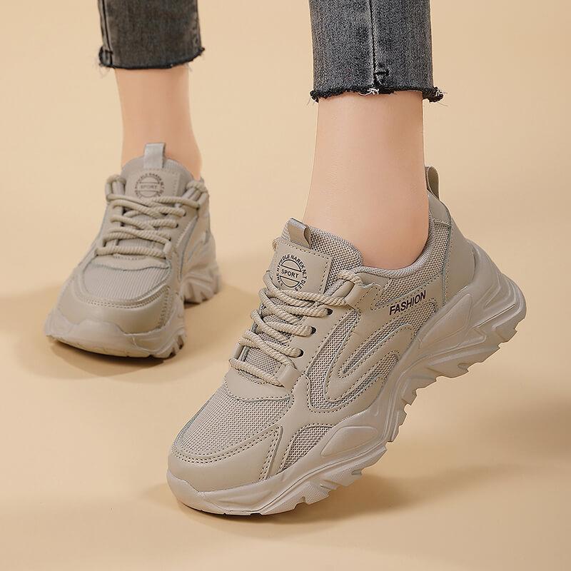 Thick-soled Heightening Versatile Casual Dad Shoes Women's Shoes Spring New Silver Mesh Sneakers Breathable Running