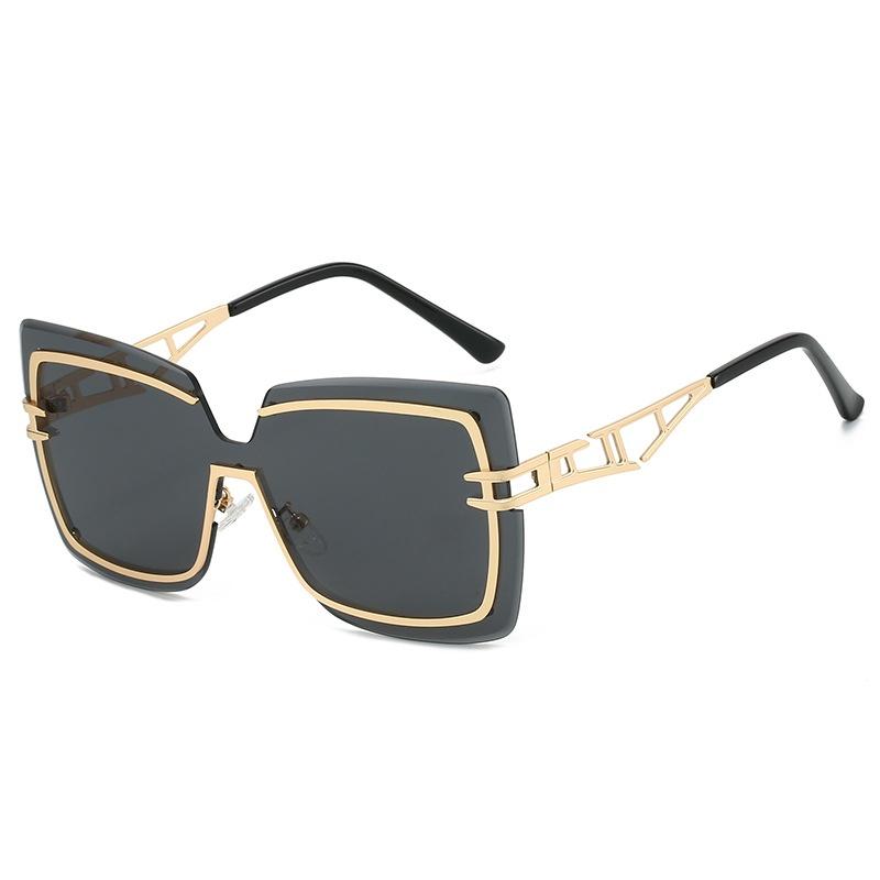 New Luxury Frameless Gradient Square Women Sunglasses  Brand Double Beam Hollow Frame Design Men Trendy Sun Glasses Uv400