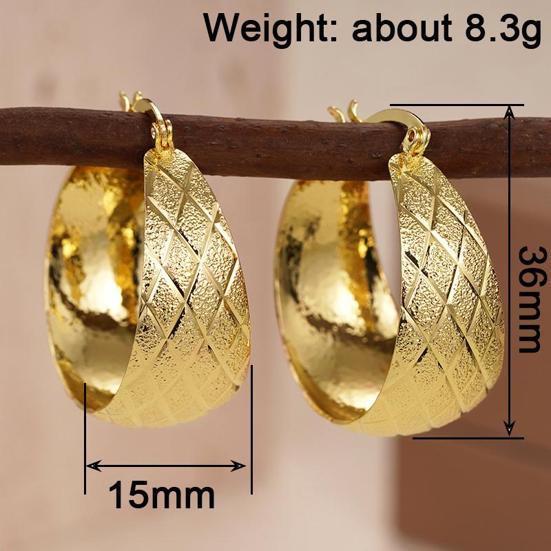 Huitan Luxury Gold Color Big Metal Round Circle Statement Earrings For Women Wedding Party Daily Elegant Accessories Jewelry