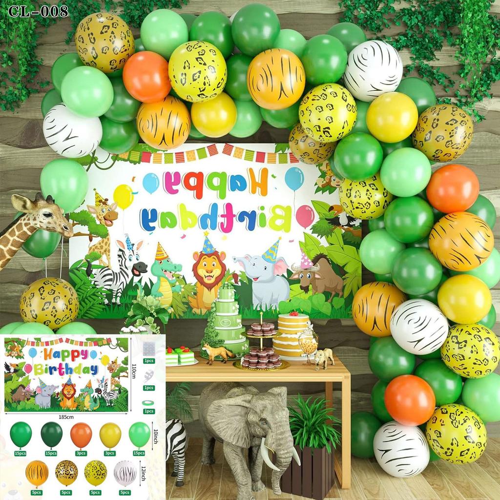 Forest Series Green Balloon Chain Set Children'S Birthday Theme Party Decoration Jungle Arrangement Balloon