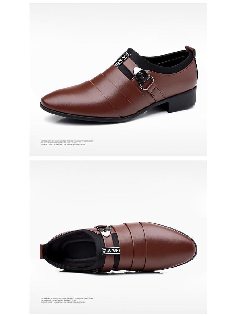 2024 Men's Leather Formal Business Shoes - Korean Style, Large Size, Pointed Toe, Casual Elegance