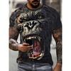 Animal Men's T-shirt 3d Lion Print Men's Tops Casual Short-sleeved Simple T-shirt Summer Round Neck T-shirt Men's Ultra Clothing