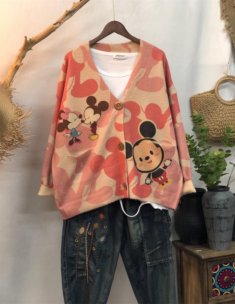 Early Autumn New Products Women's Coat Knitted Sweater Mink Knitted Cardigan V-neck Women's Loose Top Sweater Cardigan Fashion