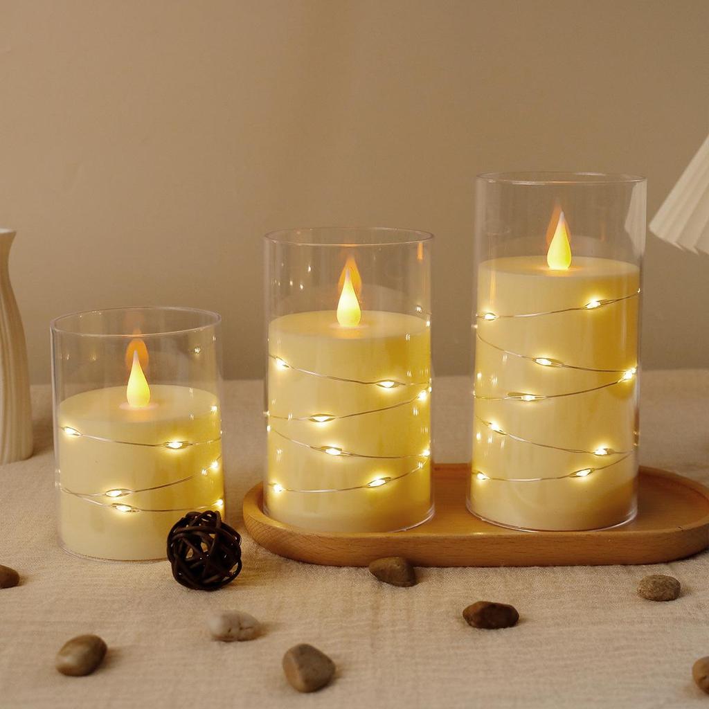 Simulated LED Bullet Candle String Lights - Decorative Acrylic Atmosphere Lights
