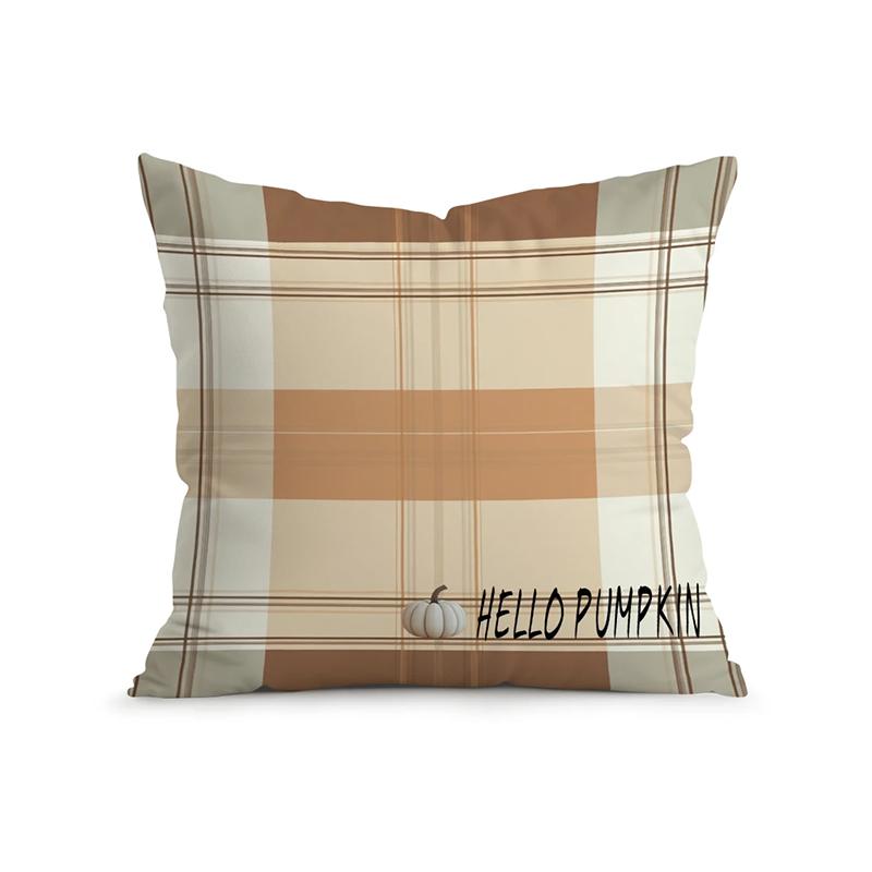 

Home Decor Fall-themed Pumpkins and Greetings Cushion Covers Pattern Cushion Cover Suitable for Sofa Bedroom Car Pillow Cover 16x16Inch