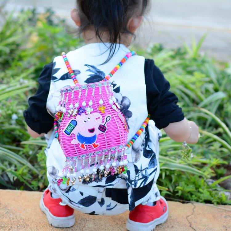 

Корзина для рыбы из плетеных бамбуковых и ротанговых бусин, корзина для рюкзака из плетеных бусин с подвеской в виде колокольчика, настенное украшение для гостиницы, детский сад