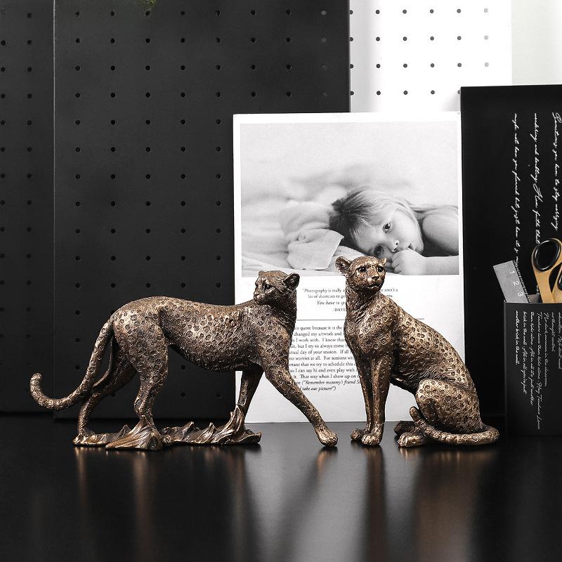 Europäische Vintage Panther Statue Tierfigur Leopard Jaguar Skulptur Haus Wohnzimmer Büro Dekoration Geschenk