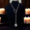 Gothic Heart Stud Cuban Link Adjustable Lariat Necklace