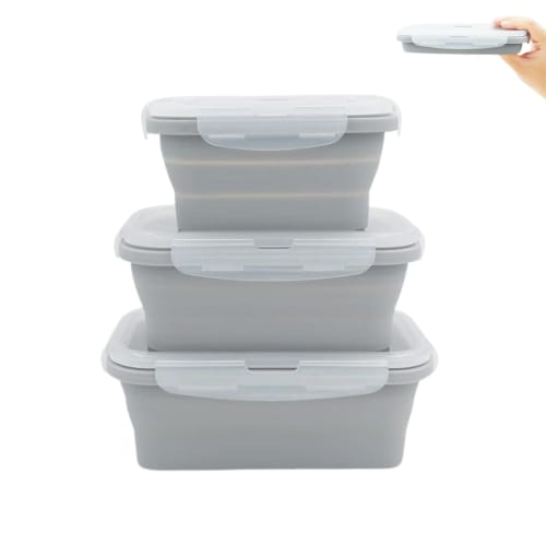 

Itisyou Foldable Silicone Lunch Boxes, Foldable Silicone Lunch Containers, Airtight Storage Containers, Square, 350/550/850ml, Pack of 3