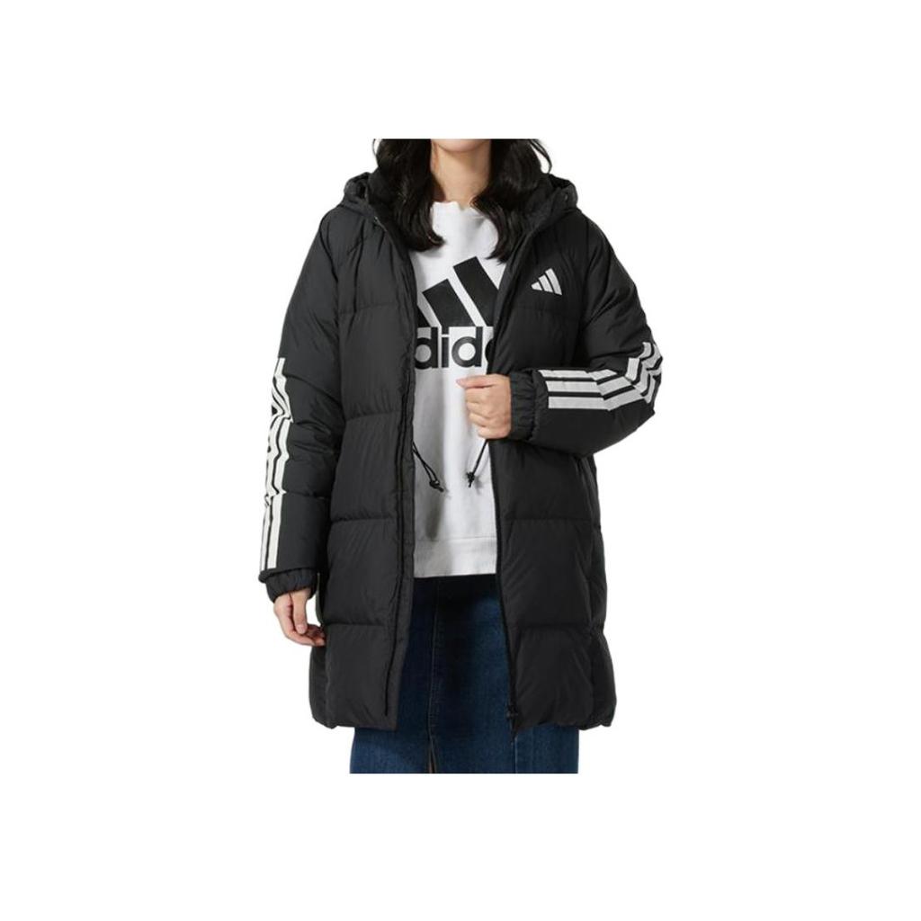 adidas Sports Lifestyle Series Hooded Warm Zipper Long Sleeve Down Jacket Women Jacket Black JG3855