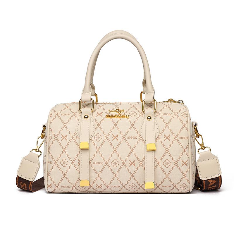 

Handbag bag new large capacity women s shoulder messenger bag retro printed bag women s bag бежевый