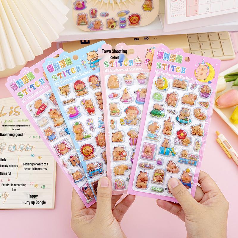 3D Capybara Lasergeprägter Kristallaufkleber für Kinder DIY Dekoration