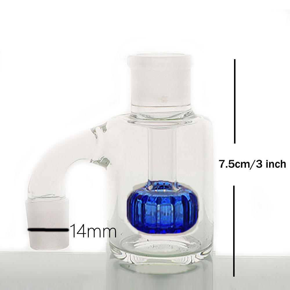 14MM High-Quality Ash Catcher 90 Degree Glass Water Thick Glass Bubbler Blue