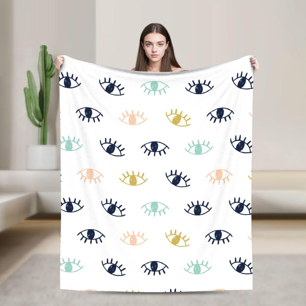 Beauty Eyelash Blanket Cartoon Fuzzy Vintage Warm Throw Blankets for Home Restaurant Decoration