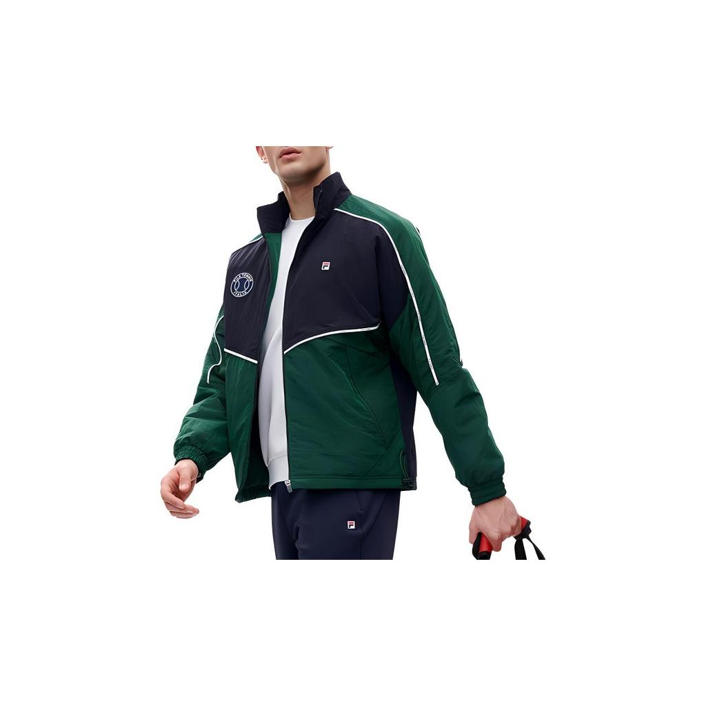 FILA Athletics Tennis Color Block Stand Collar Cotton Jacket Winter Men Jacket Pine-Green A11M213902F-DG