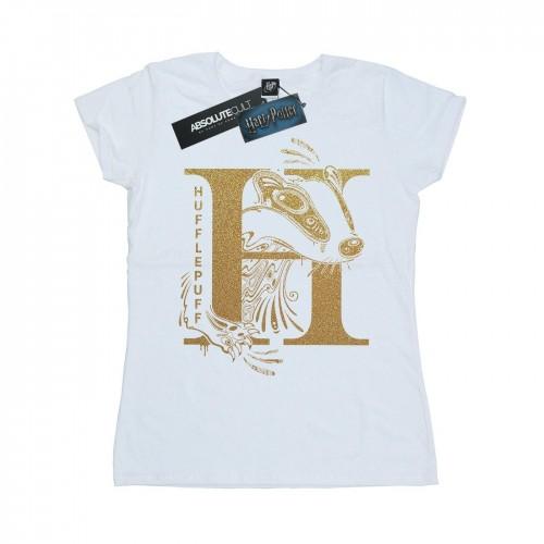 

Harry Potter Womens/Ladies Hufflepuff Glitter Cotton T-Shirt XXL білий