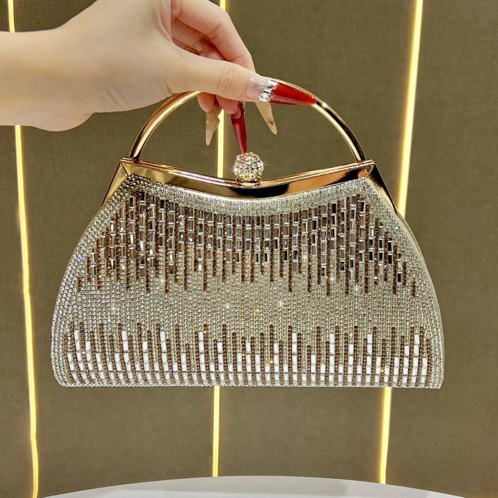 Diamond-encrusted handbag, high-end light luxury dinner bag KTV dress bag, one-shoulder messenger women's bag