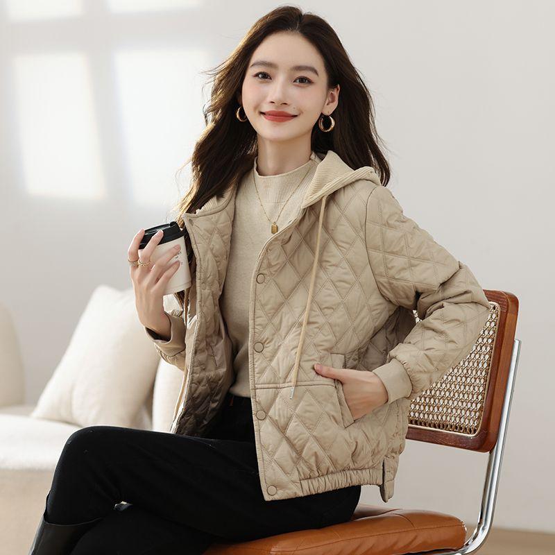 Short Winter Down Coat for Women Hooded Lightweight Puffer Jacket Fashion Casual Cotton Coat