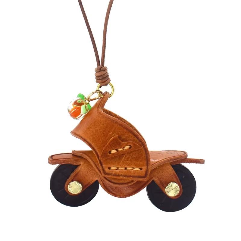 Flying Little Motorcycle~ Leather Car Pendant, Car Pendant, Handmade Keychain Bag Pendant, Hand Account Bookmark Tide