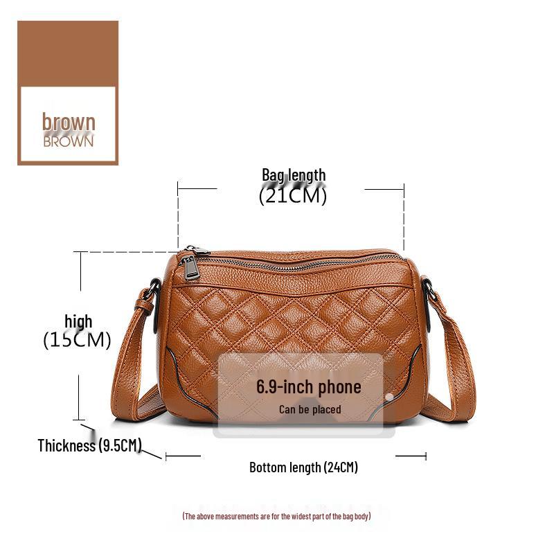 Genuine Leather Large Capacity Women's Shoulder & Crossbody Bag with Diamond Pattern - 2026 Trendy Casual Fashion Backpack