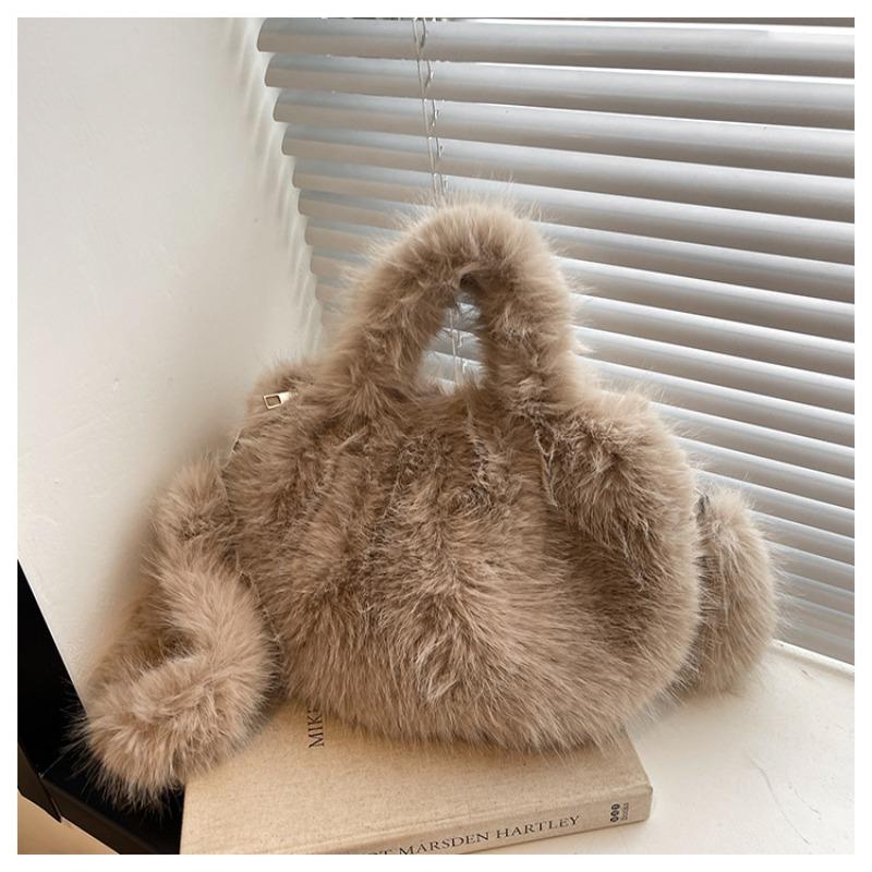 Plush bag women's autumn and winter new rose red handbag doll little monster fluffy bucket bag