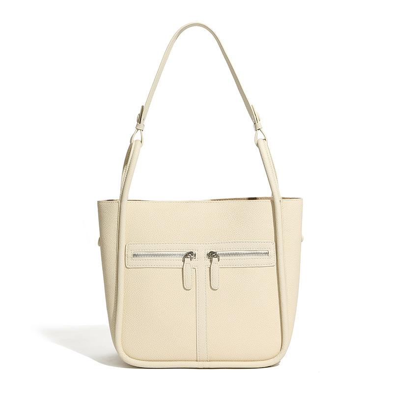 Genuine Leather Women's Bag Horseshoe Bag Large-capacity Commuting Single-shoulder Bag Bucket Bag