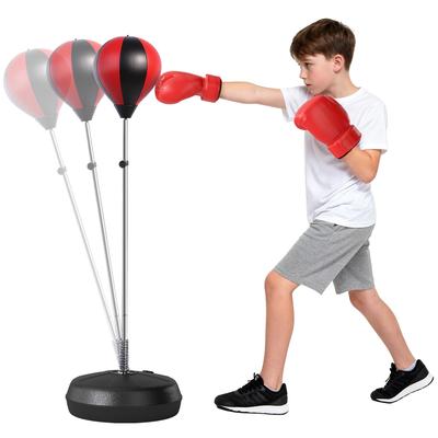 Boxningsbollset 126-144cm Höjdjusterbar Boxningsställ med Stativ Boxningspära Boxningshandskar Pump Boxningssäck Fristående Boxningssäck Hastighetsboll