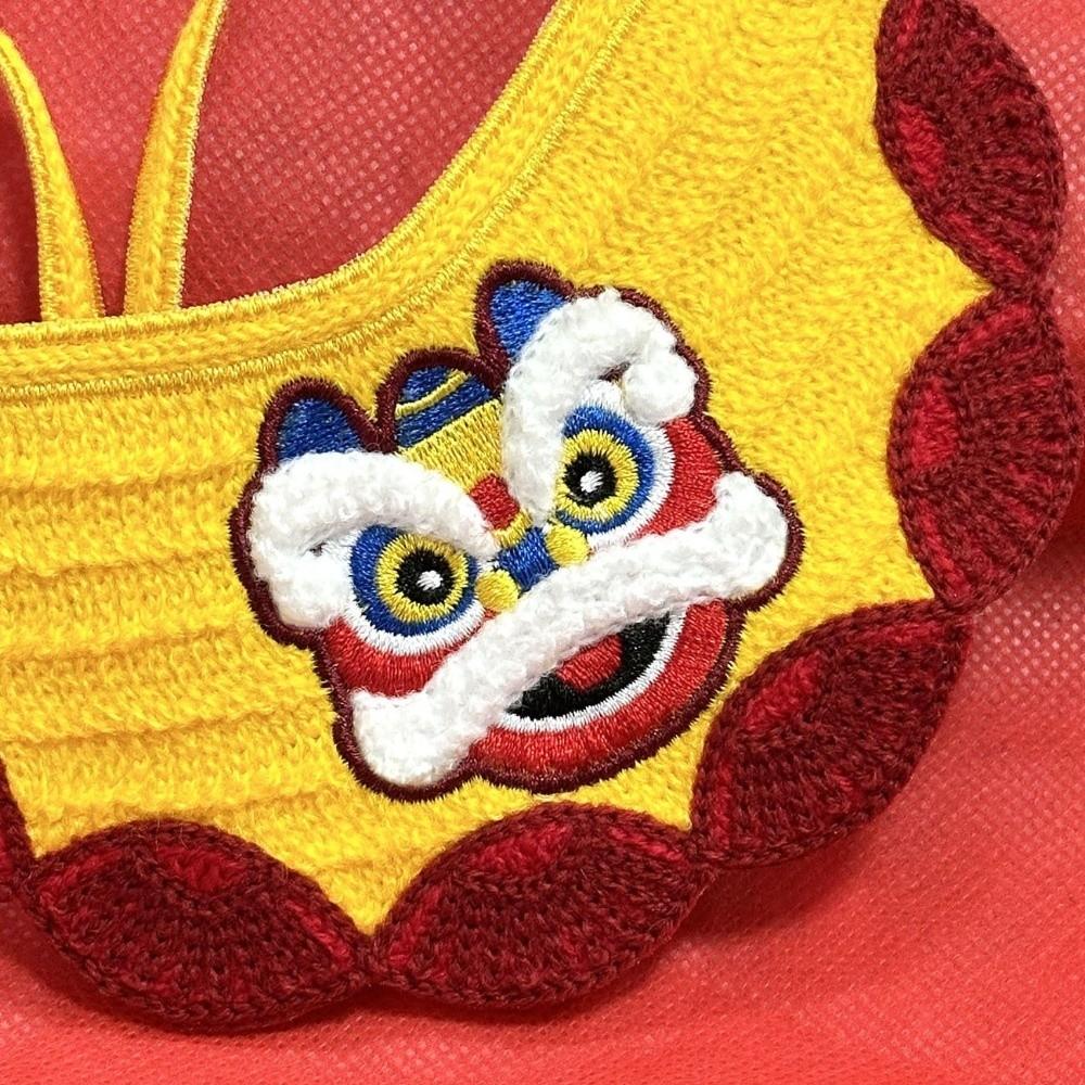 Embroidery Cat Knitted Drool Towel Cartoon New Year Cat Scarf Dog Drool Bib  Horse Year