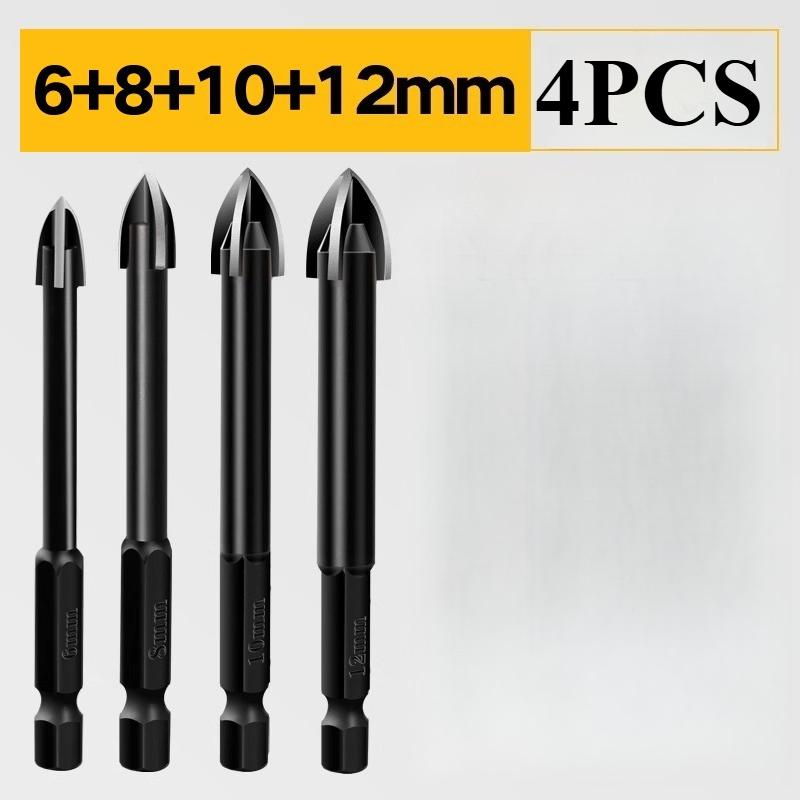 4-Blade Cross Drill Bit: Universal for Alloy, Porcelain, Glass Tile, Cement, Marble & Granite - Anti-Corrosion & High-Efficiency