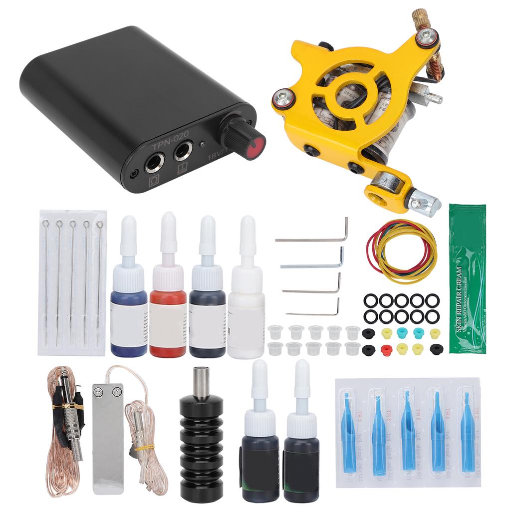 Tattoo Machine Kit Professional Complete Tattoo Beginner Kit with Coils Tattoo Machine 6 Ink