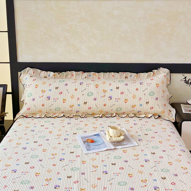 1 pc Long Couple Pillow Shams 100/120/150/180cm Long Pillow Cover with Ruffles Decorative Soft Purple Quilted Pillowcases Cover