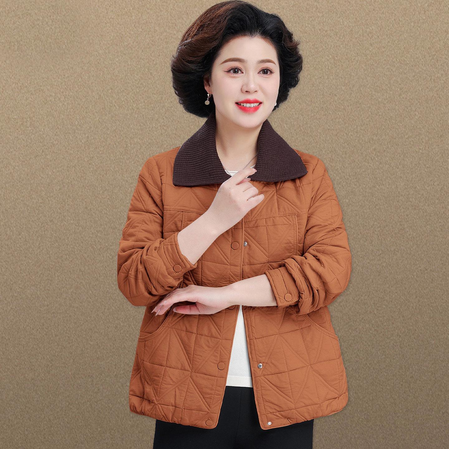 Noble Lady Mother Lapel Jacket: Stylish Spring & Autumn Jacket for Middle-Aged Women, 2026 New Short Top 5XL (150-165 lbs)