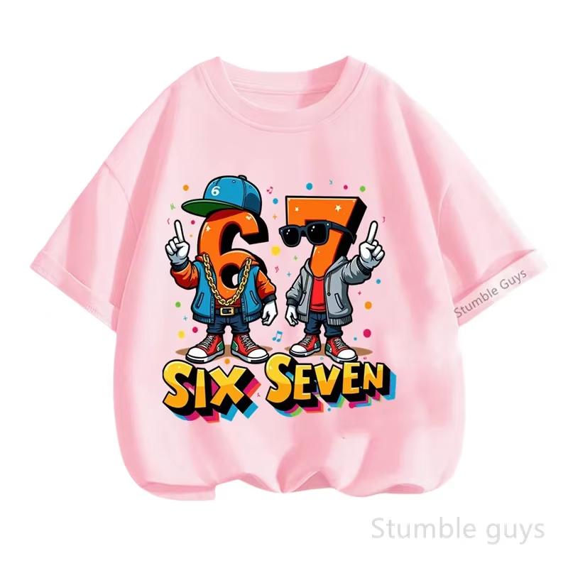 Kids White SIX SEVEN 67 Hip Hop Graphic TShirt Soft Cotton Streetwear Tee for Boys Girlsdf0168