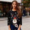 3/4 Sleeve Shirts For Women Print Christmas Tees Blouses Casual Plus Size Basic Tops Pullover