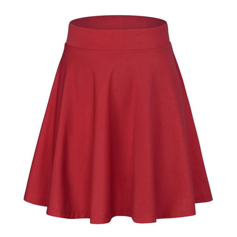 Women's Skirt Casual Solid Elastic Pleated Long Skirts A Line Skirt