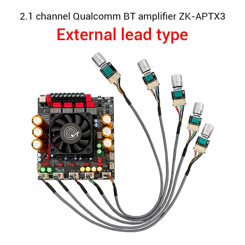 ZK-APTX3 BT Amplifier 300W+300W+600W External Lead /Integrated Audio Power Amplifier 2.1 Channel Qualcomm TPA3255 Chip DC 18-50V