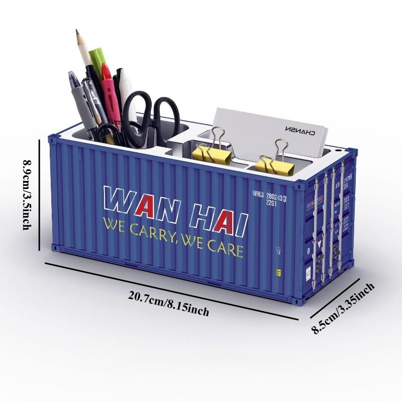 Simulated Ocean Freight Container Model Pen Holder Storage Box New Plastic Storage Box Desktop Storage Rack
