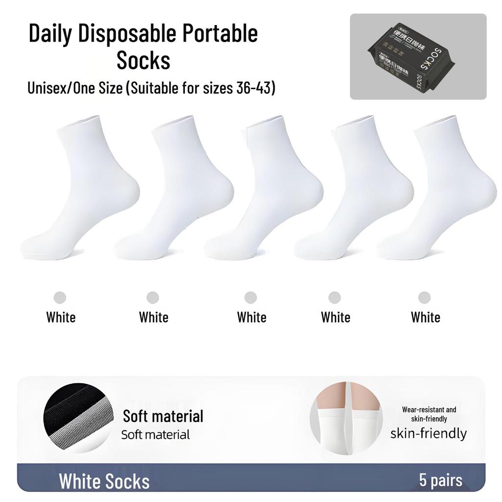 Unisex Disposable Socks for Travel & Daily Use: All-Season, Mid-Calf, No-Wash, Convenient, Perfect for Business Travel & Casual Wear.