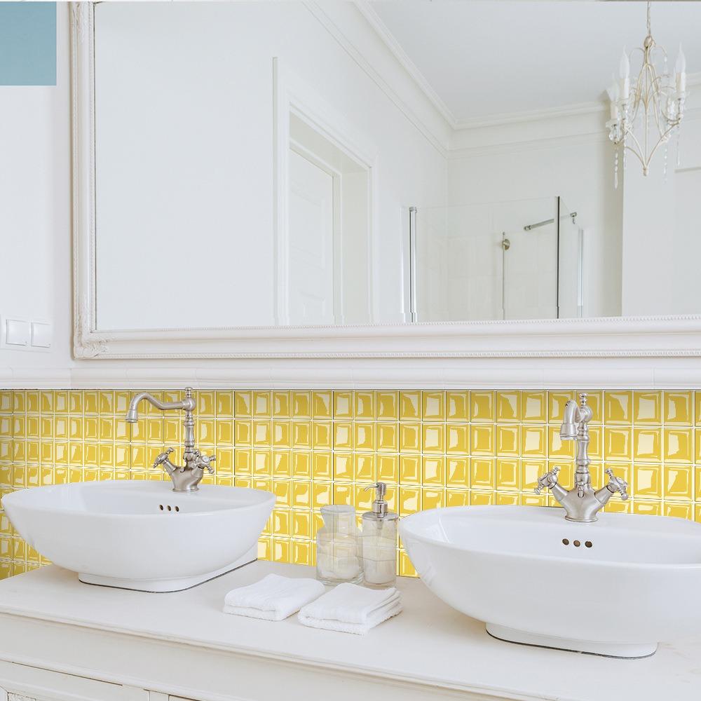 10pcs Waterproof Self Adhesive Wallpaper 3D Wall Decals Retro Crystal Tile Wall Sticker  Bathroom