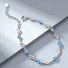 Pulseras Retro de Plata de Ley 925 con Cristales Azules Para Mujeres Diseñador Coreano Huecas Ajustables Joyería de Lujo para Fiesta Regalo