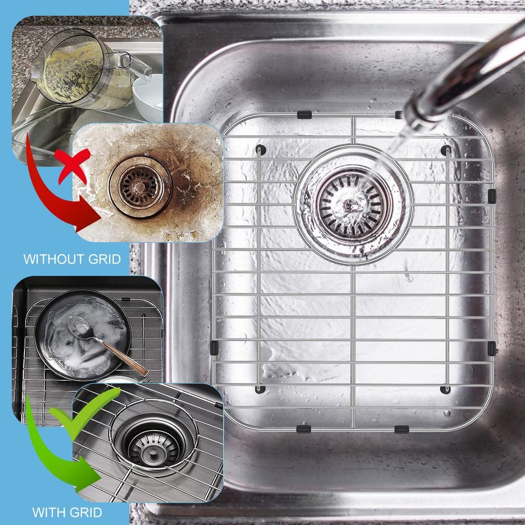 Kitchen Sink Grid Stainless Steel Sink Protectors Double Bowl Sink Bottom Grid Versatile Dishes Drainer Grid Fits Sink 13x12''