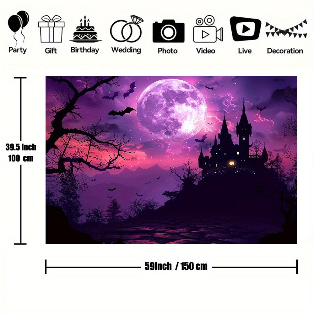 1Pcs Spooky Night Moonlight Castle Halloween Decoration Background Halloween Backdrop Decorations For Photo Studio Booth Party